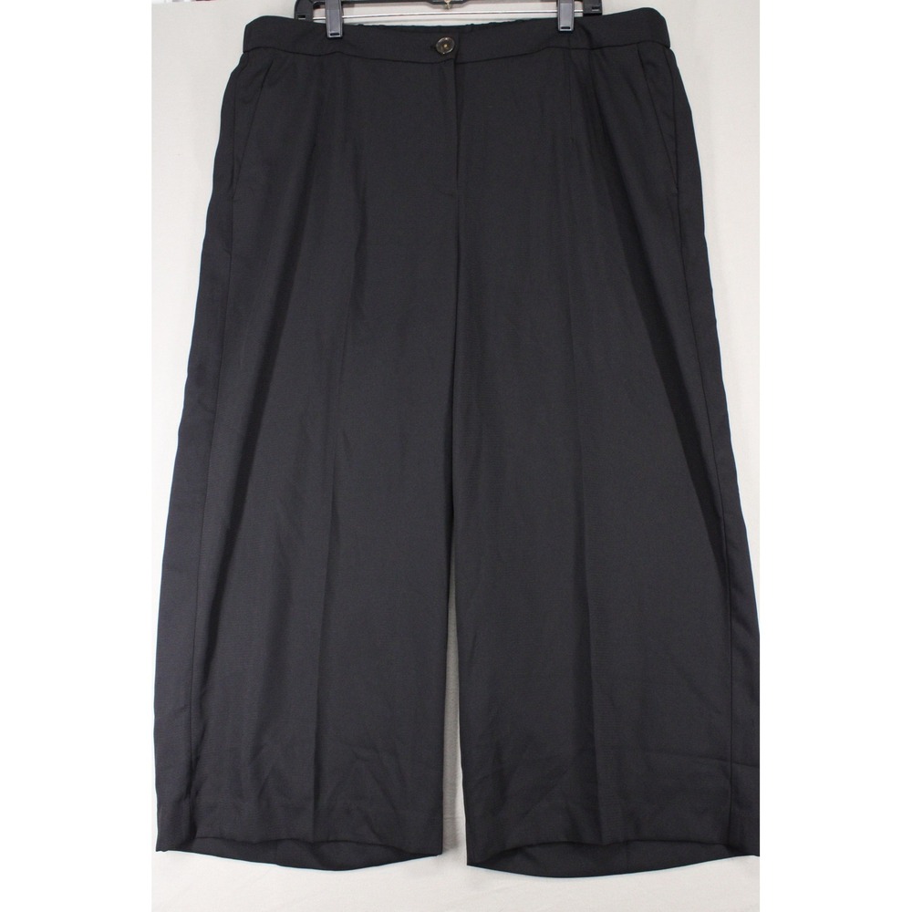 Chicos Black Wide Leg Cropped Pants Size 3.5 XL Textured Culottes Trousers